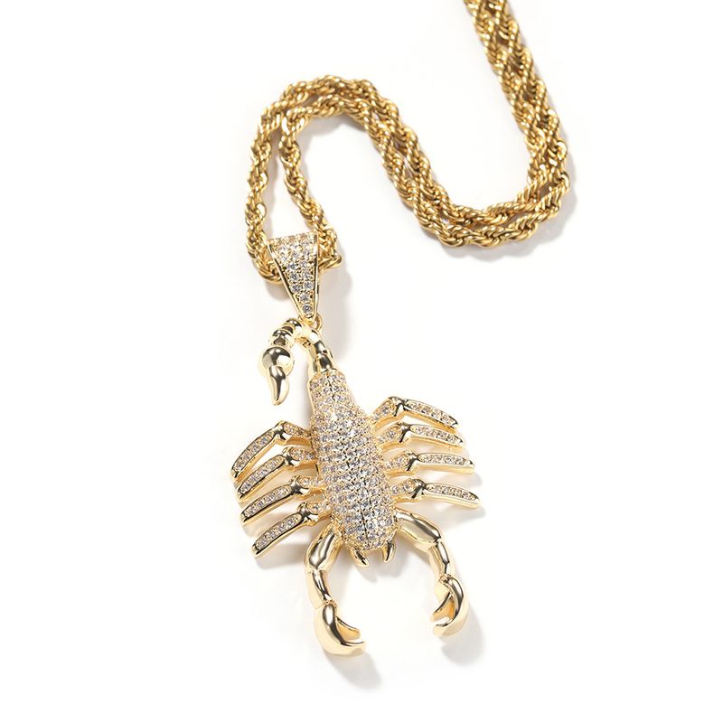 Herrenschmuck – Hip-Hop-Skorpion-Anhänger mit Zirkonia und Diamanten, ein cooles Statement-Piece für Casual und Streetwear._voghion.com