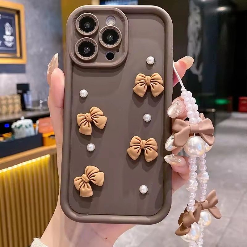 Nuova custodia per telefono con fiocco rosa perlato 3D per Pixel 7, 8, 9 Pro XL, 7A, 8A, Google Pixel8, Pixel9proxl, con custodia per bracciale_voghion.com