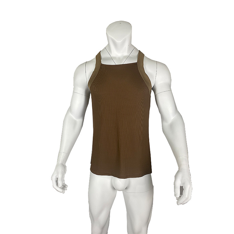 Herrenbekleidung, einfarbig, modisch, ärmellos, Shapewear für Männer, sexy, enge Weste_voghion.com