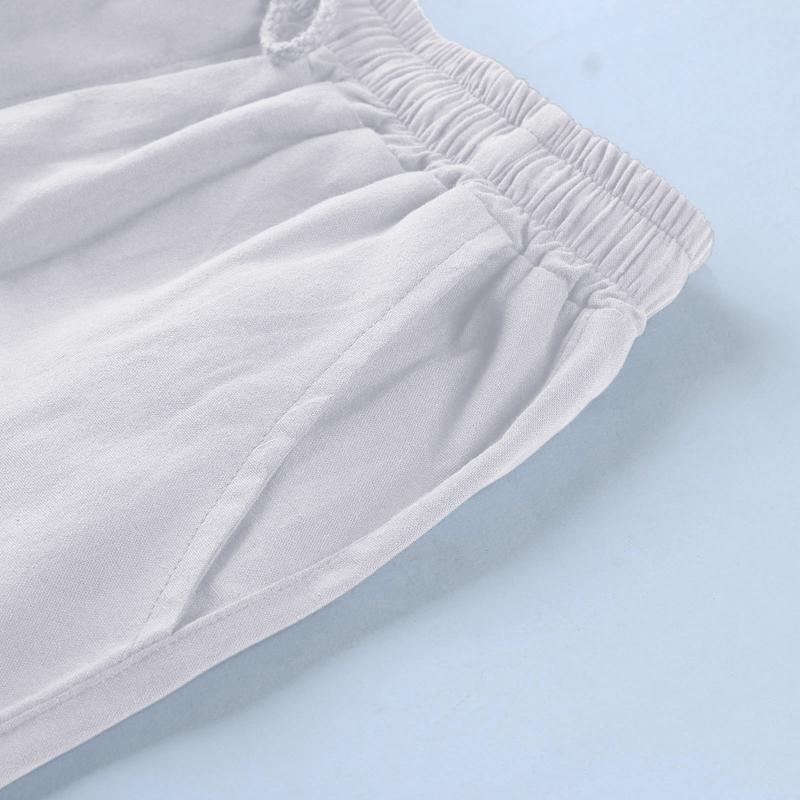 2022 nuovi pantaloncini di lino multitasche con lacci pantaloni da lavoro da spiaggia da uomo_voghion.com