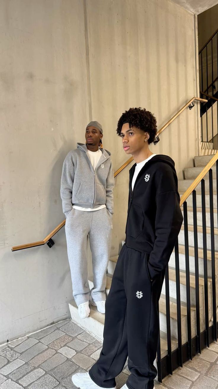 Streetwear-Trainingsanzug-Set für Herren – Kapuzenpullover mit Reißverschluss und Jogginghose für Hip-Hop und Freizeitkleidung_voghion.com