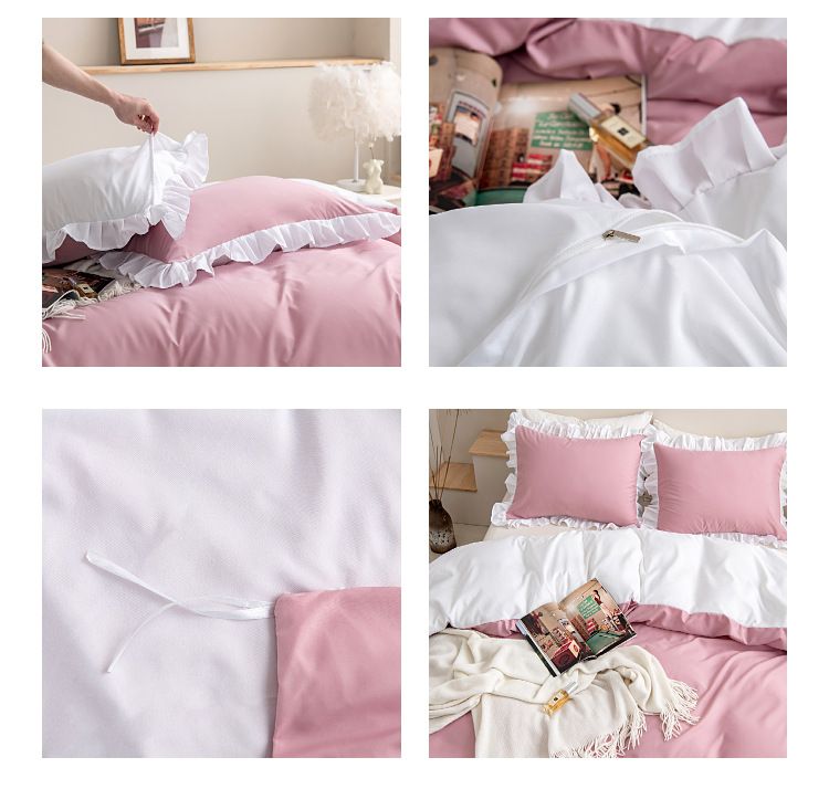 Luxury Ruffled Duvet Cover With Patchwork Patterns - Soft Milled Velvet, Active Dyed Colors, Multi-Color Options_voghion.com