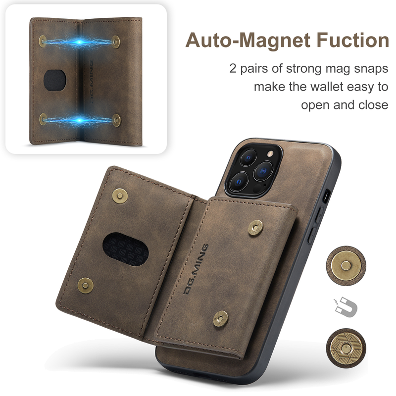 Cover posteriore staccabile 2 in 1 per iPhone 14 13 12 11 Pro Max Mini X XS 7 8 Plus Custodia a portafoglio con porta carte Tasca in pelle_voghion.com