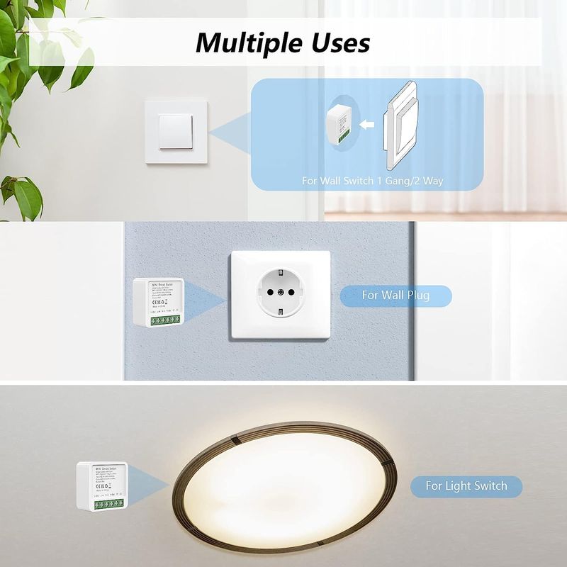 16A Tuya WiFi MiNi Smart Switch Power Monitor 2-Wege-Steuerung Timer Drahtloser DIY-Breaker Funktioniert mit Alexa Google Home Alice_voghion.com