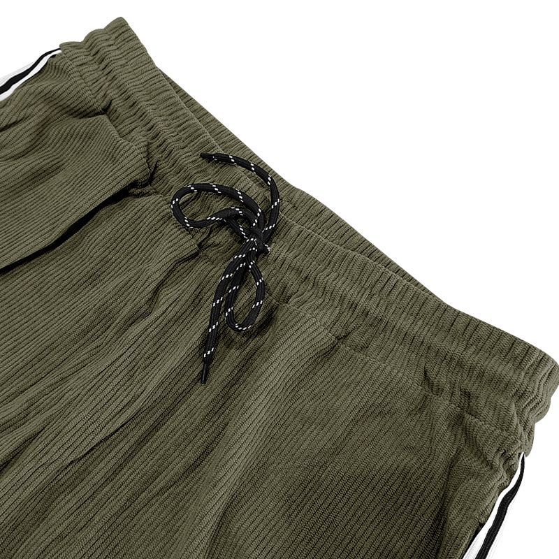 Spring Summer Men's New Style Simple Striped Casual Loose American Military Corduroy Multi-line Sports Pants_voghion.com