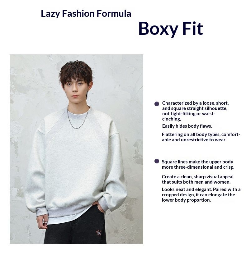 Nordmann Dokulu Uzay Pamuklu Patchwork Ağır Sıklet Mürettebat Yaka Sweatshirt Unisex Sonbahar Boxy Fit Çift Günlük Kazak Ceket_voghion.com