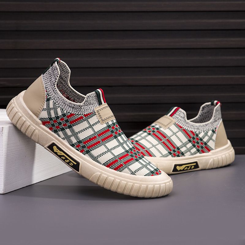 One step socks shoes 2024 summer new mesh breathable shoes lazy shoes mesh sports casual men's shoes cloth shoes_voghion.com