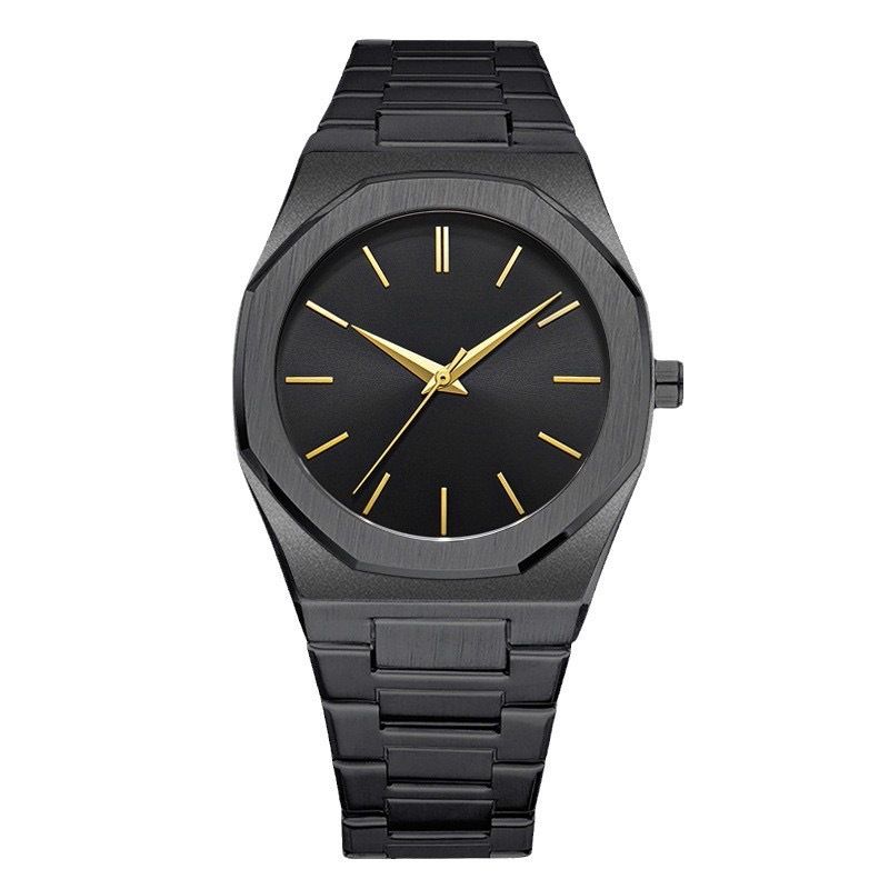 New Men's Waterproof Stainless Steel Butterfly Double Snap Quartz Watch Ultra-Thin Simple Diamond-Shaped Wristwatch_voghion.com