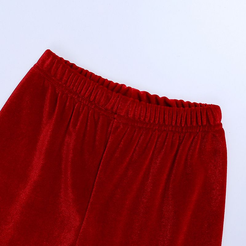Conjunto de pijamas para niños y niñas de manga larga de terciopelo navideño para niños Otoño Invierno_voghion.com