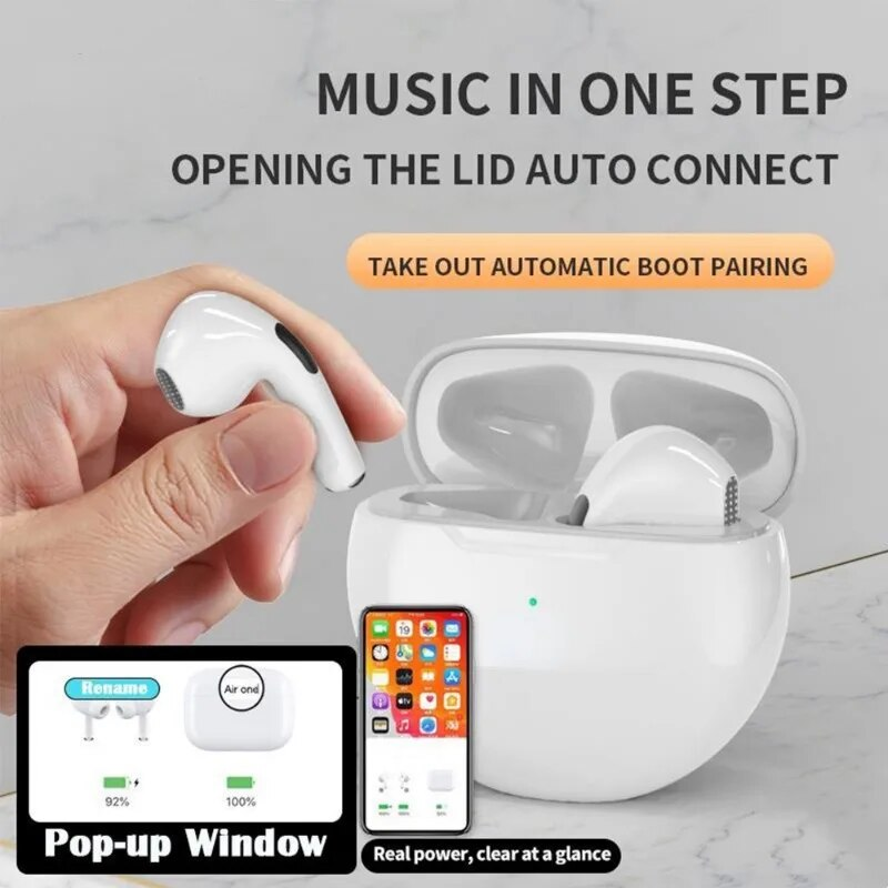 Original Pro6 Tws Smart Touch Control Wireless Headphone Bluetooth 5.0 Earphones Sport Earbuds Music Headset For All Smartphones_voghion.com