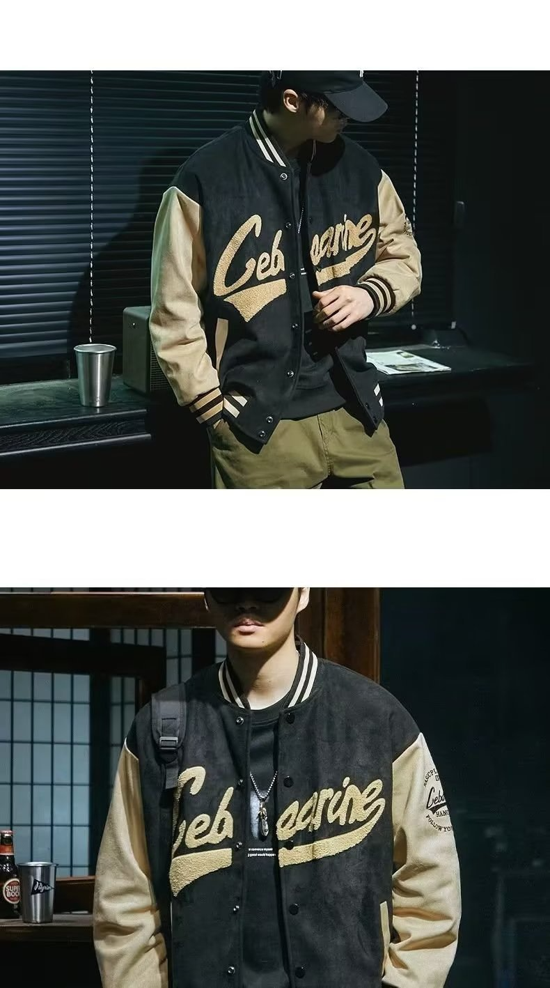 Muška odjeća Bejzbol jakna od antilopa za muškarce Vintage zelena bomber jakna za muškarce_voghion.com