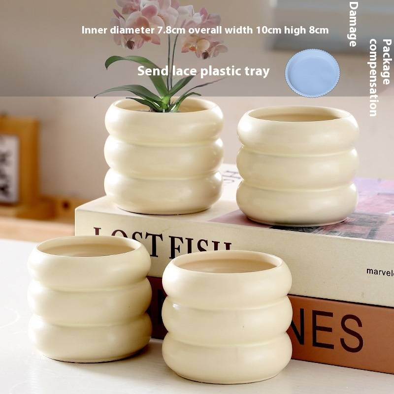 Keramik-Blumentopf mit Untertasse – Stilvolles Wohndekor für Sukkulentenpflanzen – Modernes und elegantes Design_voghion.com
