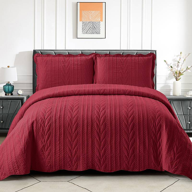 3-Piece Washed Cotton Quilted Bedding Set - Lightweight Summer Duvet Cover With Simple Embroidery All-Season Breathable Bedspread_voghion.com