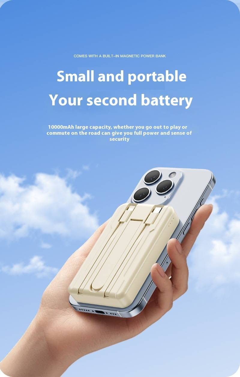 Power Bank con ricarica superveloce da 22,5 W - 20000 mAh con ricarica wireless magnetica da 15 W e cavo e supporto integrati_voghion.com