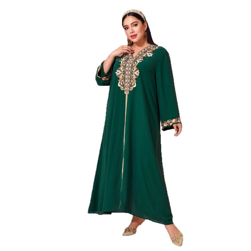 Women's Clothing Eid Al Adha Embroidery Applique Dress Muslim Party Dinner Robe_voghion.com