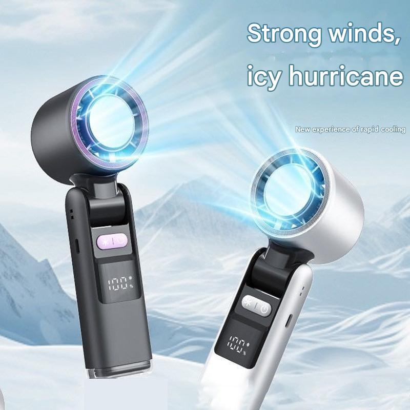 Tragbarer Handventilator mit Eiskühler, Monitor, wiederaufladbarer persönlicher Ventilator mit 3600 mAh, ultraklein, aber leistungsstark, kleiner Taschenventilator_voghion.com