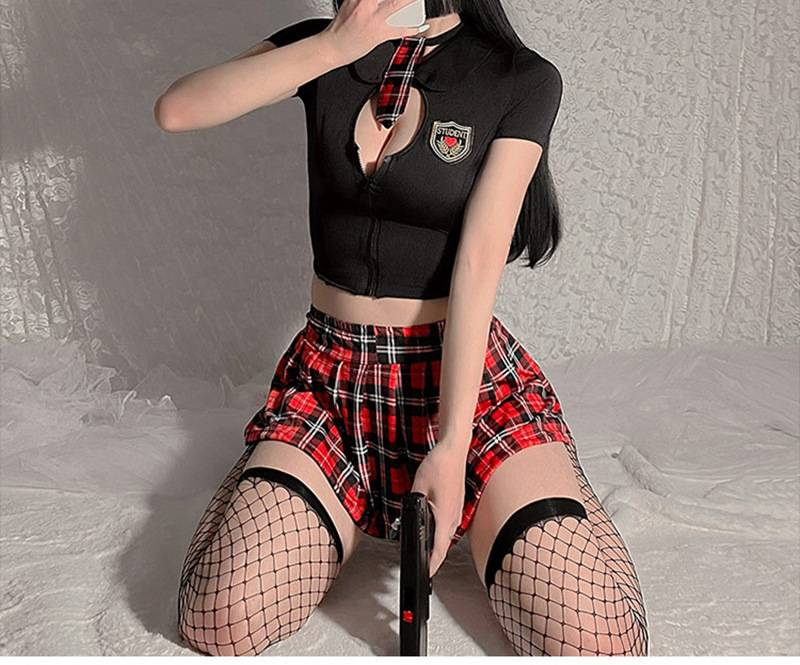 Sexy Sailor Schoolgirl Costume - Roleplay Jk Uniform With Tie, Mini Skirt & Panties | Soft Milk Silk Fabric | One Size Fits Most | Lolita, Cosplay_voghion.com