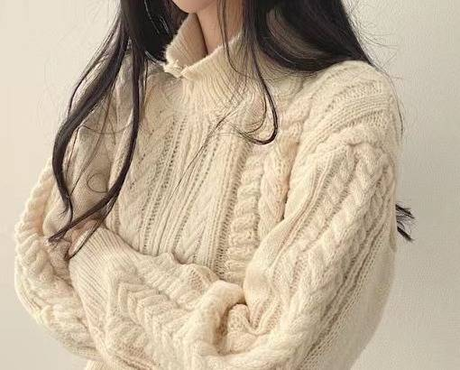 Cardigan in maglia grossa in stile coreano – Maglione corto da donna con cerniera frontale a trecce per l'autunno_voghion.com