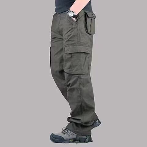 2025 New Work Pants Men's Casual Pants Elastic Waist Large Size Pants Multi-pocket Loose Trousers Construction Site Pants_voghion.com