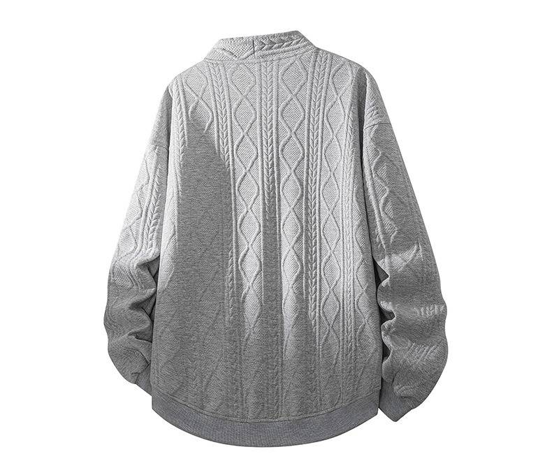 Cardigan douillet en maille torsadée à col en V et motif losanges – Pull oversize ouvert sur le devant pour homme et femme (plusieurs couleurs et tailles)_voghion.com