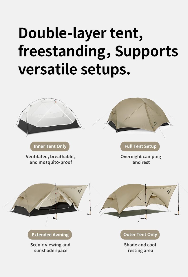Tenda Mongar UL 2 per 2 persone, tenda da campeggio ultraleggera 20D, tenda da viaggio impermeabile, tenda da campeggio per escursionismo e sopravvivenza all'aperto_voghion.com
