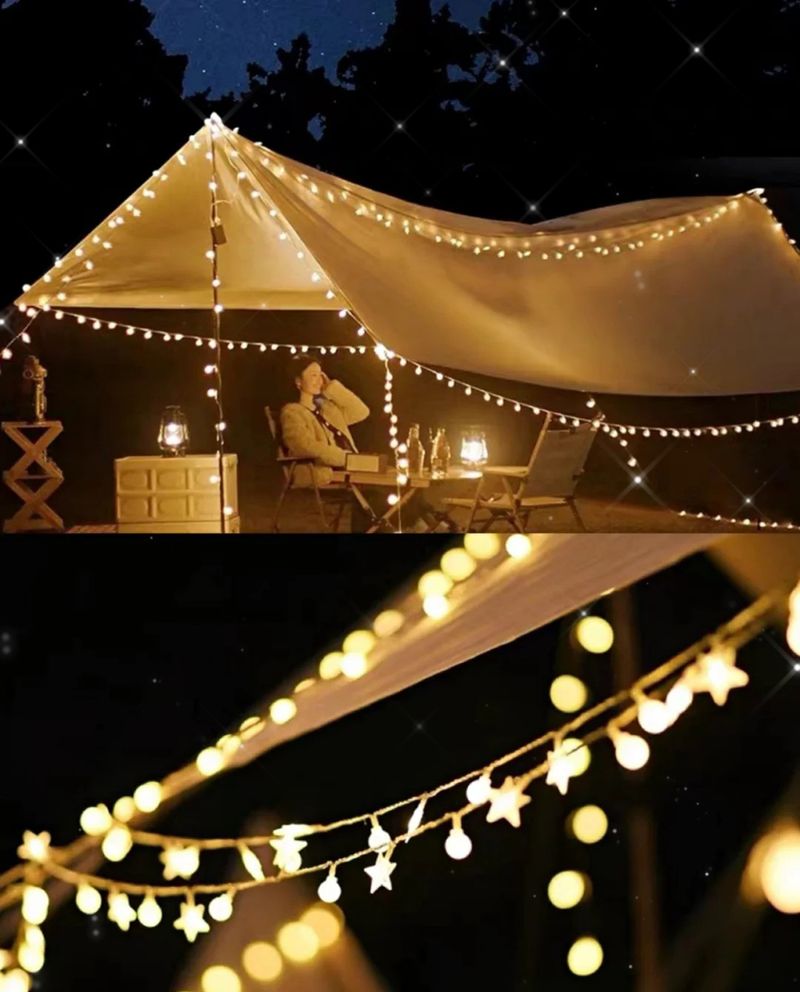 Mini Ball LED String Lights – Battery-Operated Fairy Lights For Outdoor Camping, Garden Decor & Cozy Christmas Ambiance (20FT, 100 LEDs, 8 Modes)_voghion.com