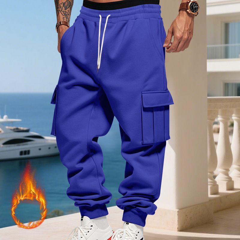 Pantaloni cargo da uomo foderati in pile - Jogger casual caldi invernali con tasche multiple, vestibilità ampia, vita elastica, comodi ed eleganti per l'uso quotidiano_voghion.com