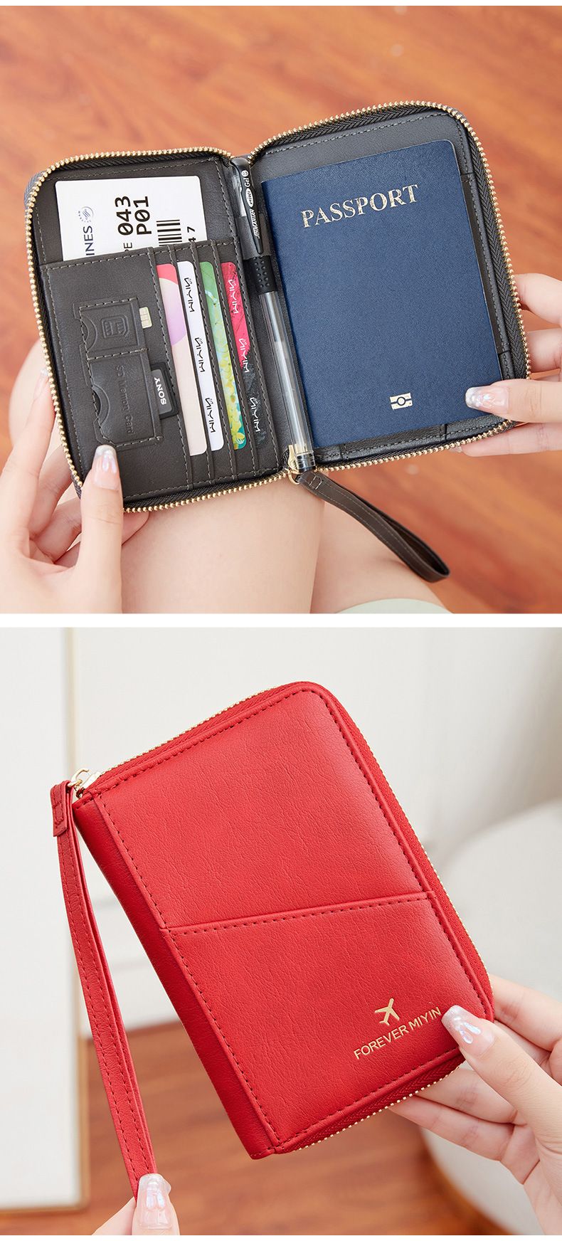 Women's Wallet & Men's Wallet Rfid Antimagnetic Passport Bag Zipper Short Passport Holder Multifunctional Travel Storage Certificate Bag_voghion.com