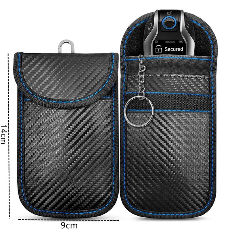 RFID Car Blocking Key Case Carbon Fiber Large Medium Small Faraday Bag Anti-theft Swipe Positioning Cover_voghion.com