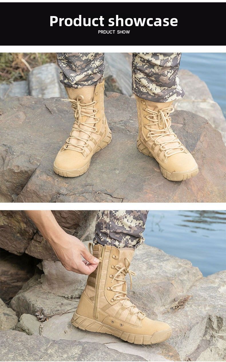 Wanderstiefel High Top Tactical Desert Brown Leichte Kampftrainingsstiefel_voghion.com