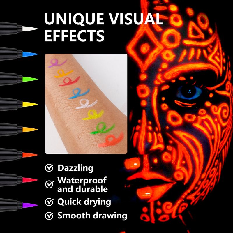 Ombretto e eyeliner combinati, set di eyeliner fluorescenti, eyeliner opaco e luminoso, pittura liquida per il viso, impermeabile e resistente al sudore._voghion.com