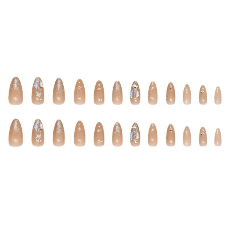 Fragments explosifs et scintillants Aurora Square Diamond portant des clips en forme d'amande Sweet Water Drops Faux ongles pour fille_voghion.com