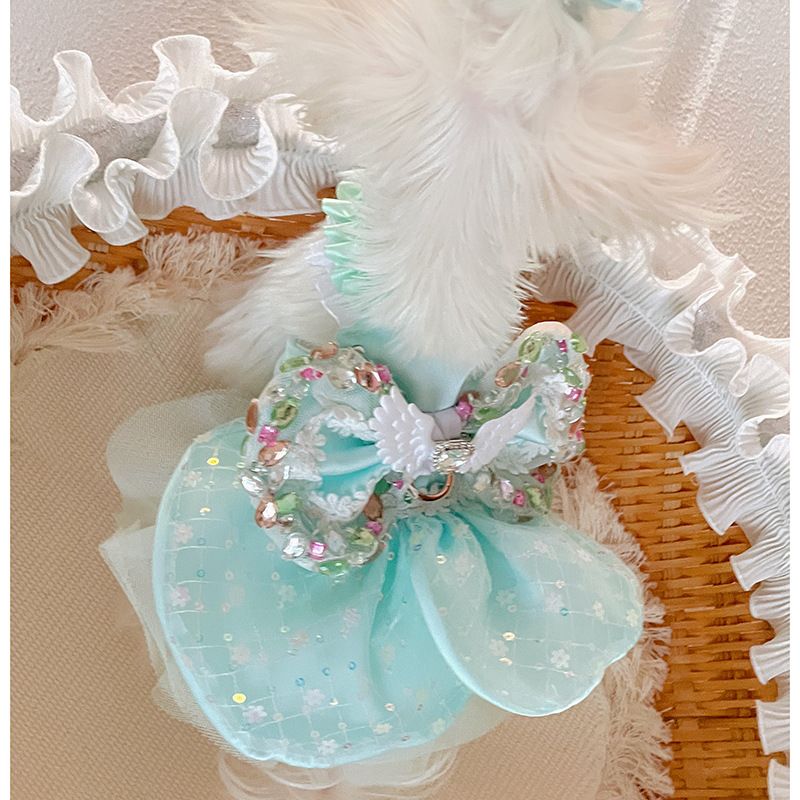 Abito estivo con paillettes per cani di piccola taglia, stile principessa maltese, stile Yorkshire, stile Bichon_voghion.com