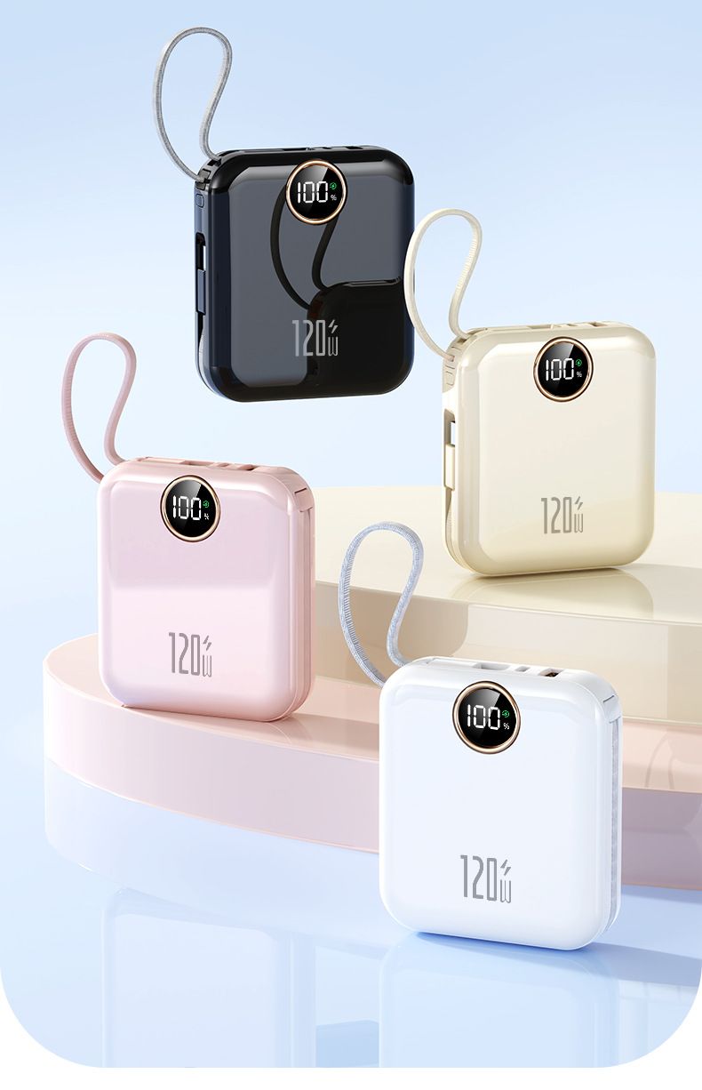 10000mAh Power Bank With Built-in Cable - 120W Super Fast Charging, Portable & High Capacity (Best Seller)_voghion.com