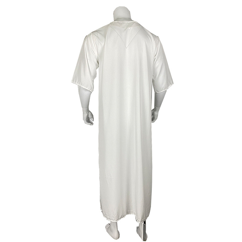 Muslimesch Abaya Loose Casual V-Ausschnëtt Mëttärmlech Onesie_voghion.com