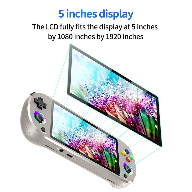 Nuova console per videogiochi portatile tascabile retrò M22 da 128 GB con schermo IPS da 5,0 pollici, display 1920*1080, supporto LINUX_voghion.com