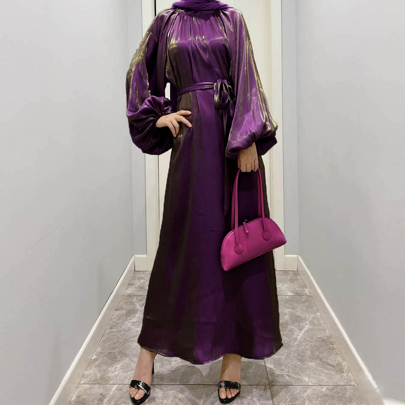 Abbigliamento femminile Abito da donna con maniche a lanterna Abito musulmano del Medio Oriente Musulmano_voghion.com