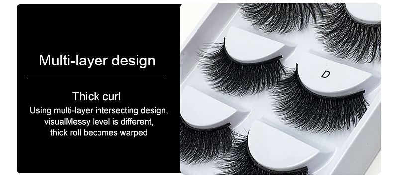 Lash extension set 5 Pairs of natural fiber false eyelashes Multi-layer three-dimensional eyelashes thick curl false eyelashes_voghion.com