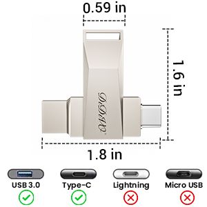 DIDIVO USB C Flash Drive 512 GB 256 GB 128 GB 64 GB 2 em 1 OTG USB 3.0 Thumb Drive Dual USB C Memory Stick High Speed Jump Drive Photo Stick_voghion.com