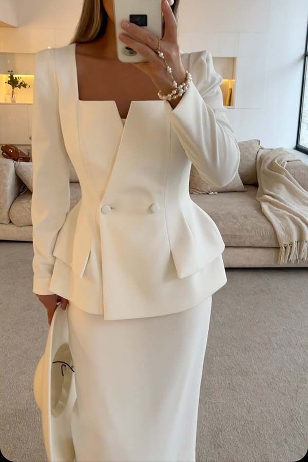 Vêtements pour femmes automne et hiver nouveau costume deux pièces à manches longues avec poche pour les déplacements INS costume deux pièces décontracté et ample pour les fêtes_voghion.com