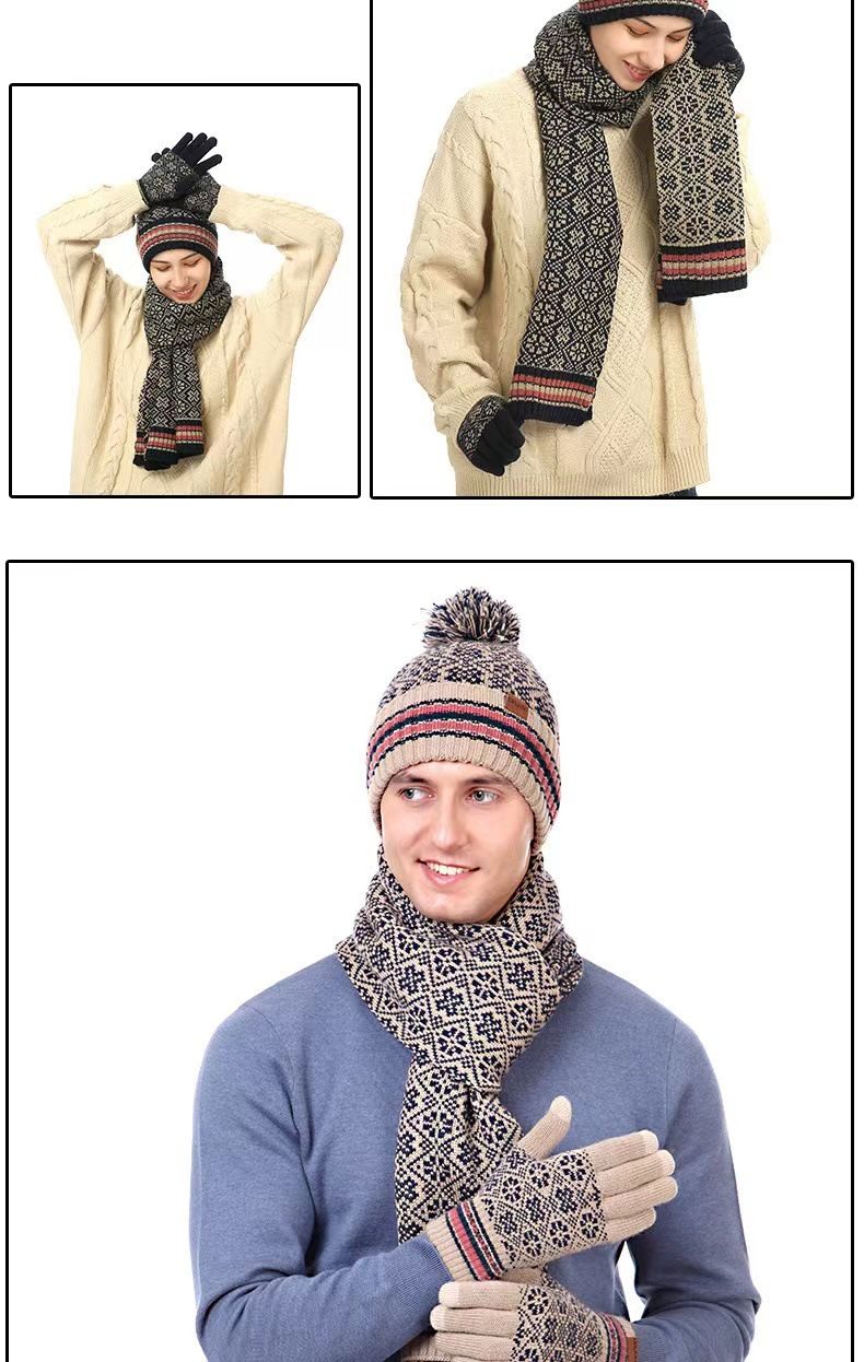 fornitura speciale di nuovo vestito caldo invernale per il commercio estero, cappello e sciarpa in lana lavorata a maglia acrilica, set da tre pezzi_voghion.com