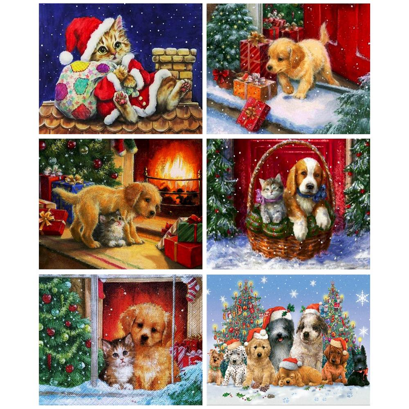 RUOPOTY Modern Paint By Numbers Kits Decorative Paintings Christmas Cats And Dog Animals Painting Numbers Wall Decor _voghion.com