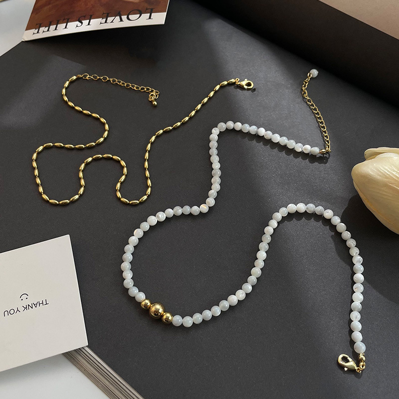 collana di perline di fagioli d'oro dal design di nicchia per le donne, collana con catena a clavicola di alta qualità, semplice, versatile_voghion.com