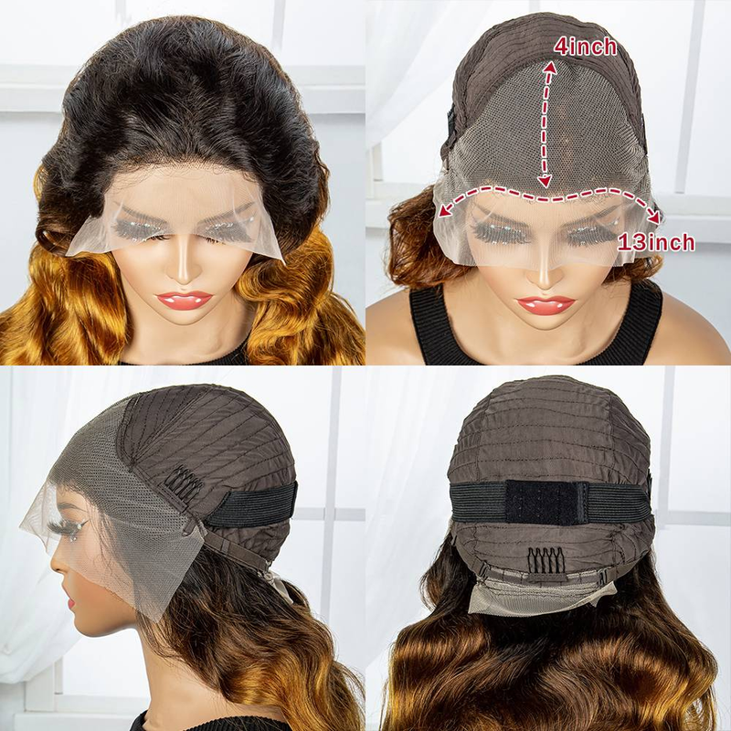 13*4 spitze menschliches haar haube 100% menschliches haar zwei-ton goldene farbe passenden hohe qualität menschliches haar körper curl_voghion.com