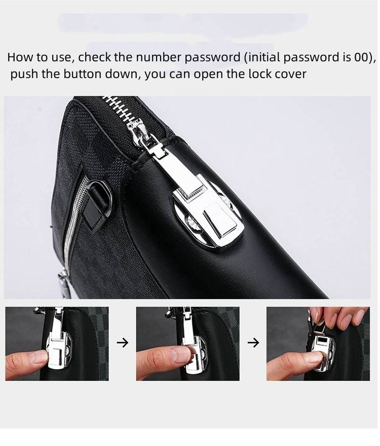 Stylish men's hold bag to combination lock wrist bag Large capacity waterproof mobile key wallet bag_voghion.com