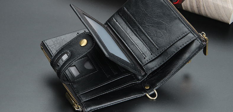 New Men's Short Wallet, European And American Business Double Zipper Zero Wallet, Multi Card Position, 30% Discount Wallet_voghion.com