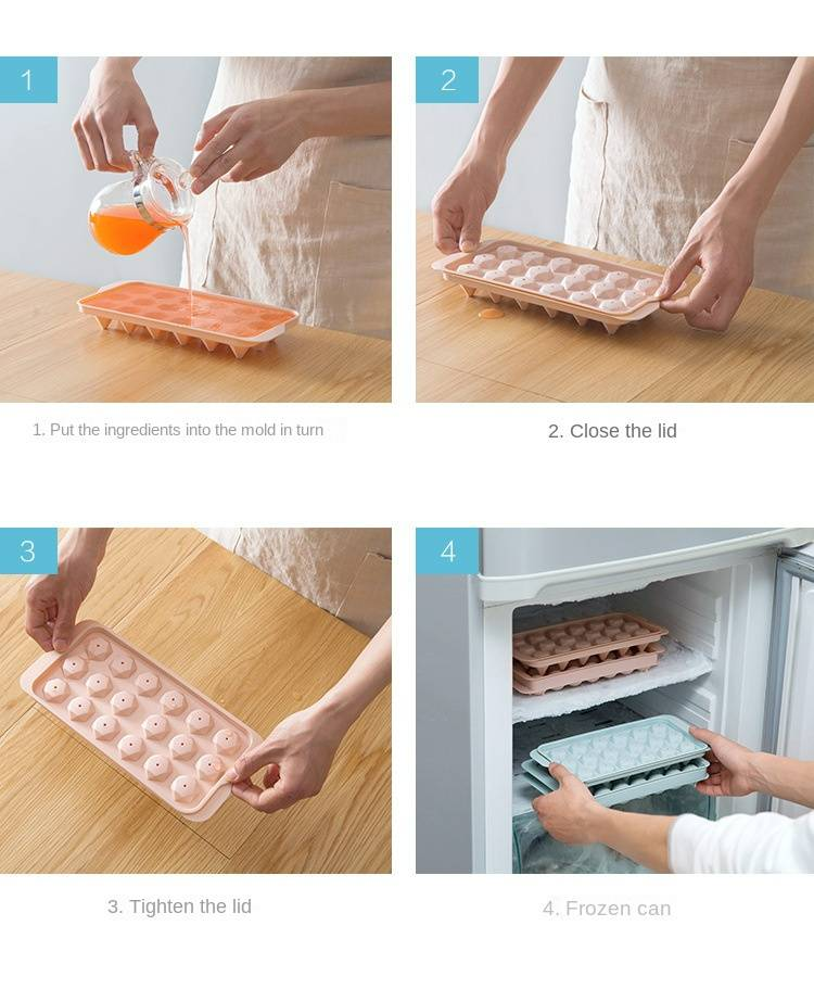 Izdržljiva posuda za led s poklopcem koji se lako skida, plastični aparat za led za zamrzivač, kućni kalup za led za brzo zamrzavanje_voghion.com