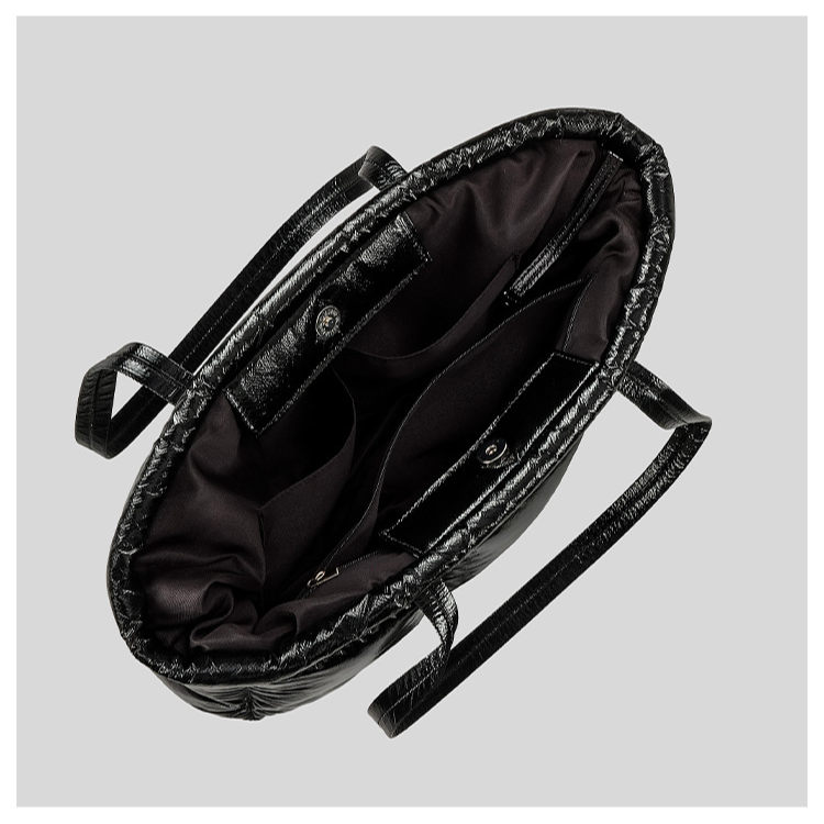 Women's Bags Autumn And Winter New Down Cotton Bag Large Capacity Shoulder Bag Fashionable Shiny Nylon Quilted Tote Bag For Women_voghion.com