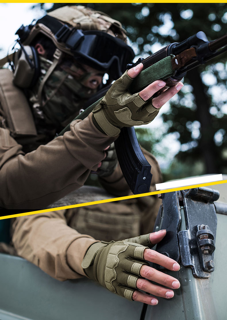 Tactical gloves for men and women 0108 half finger military fans outdoor riding anti cut fighting field training half finger paratrooper gloves_voghion.com
