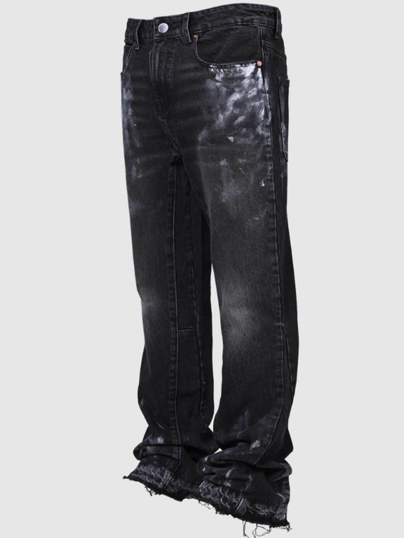 Herrenbekleidung Außenhandel Amerikanischer Retro-RO-Stil Kordelzug Reißverschluss Farbverlauf Gewaschen Distressed Lose Weites Bein Wisch-Arbeitskleidung Jeans für Männer_voghion.com